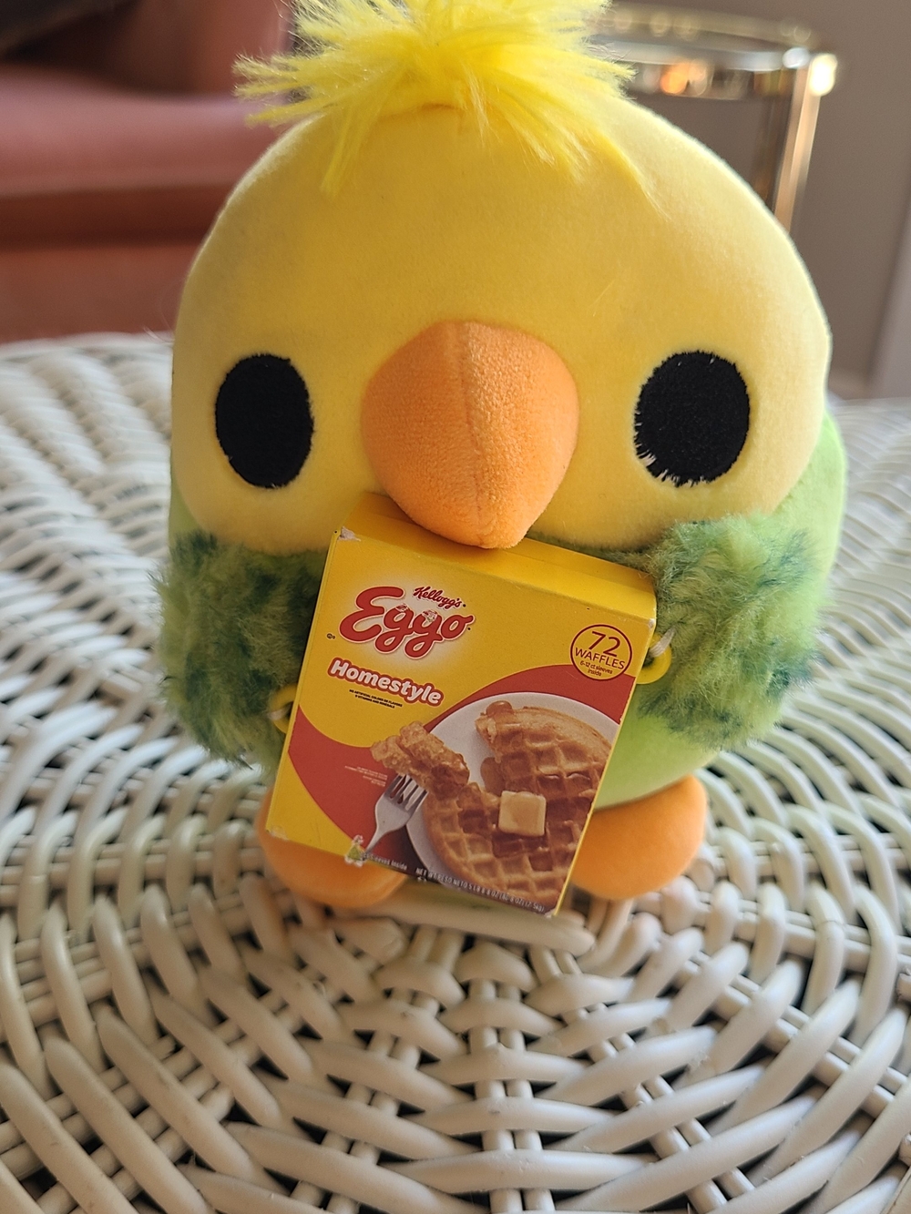 Waffles Yellow & Green Plush Bird Toy - Soft Cockatiel